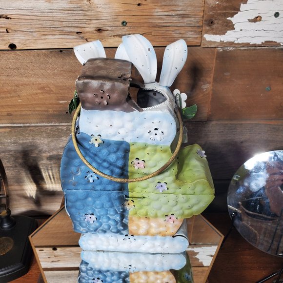 Home Interiors Bunny Couple Tin Lantern-Easter-FarmerBunny-Spring Bunny - Picture 4 of 11